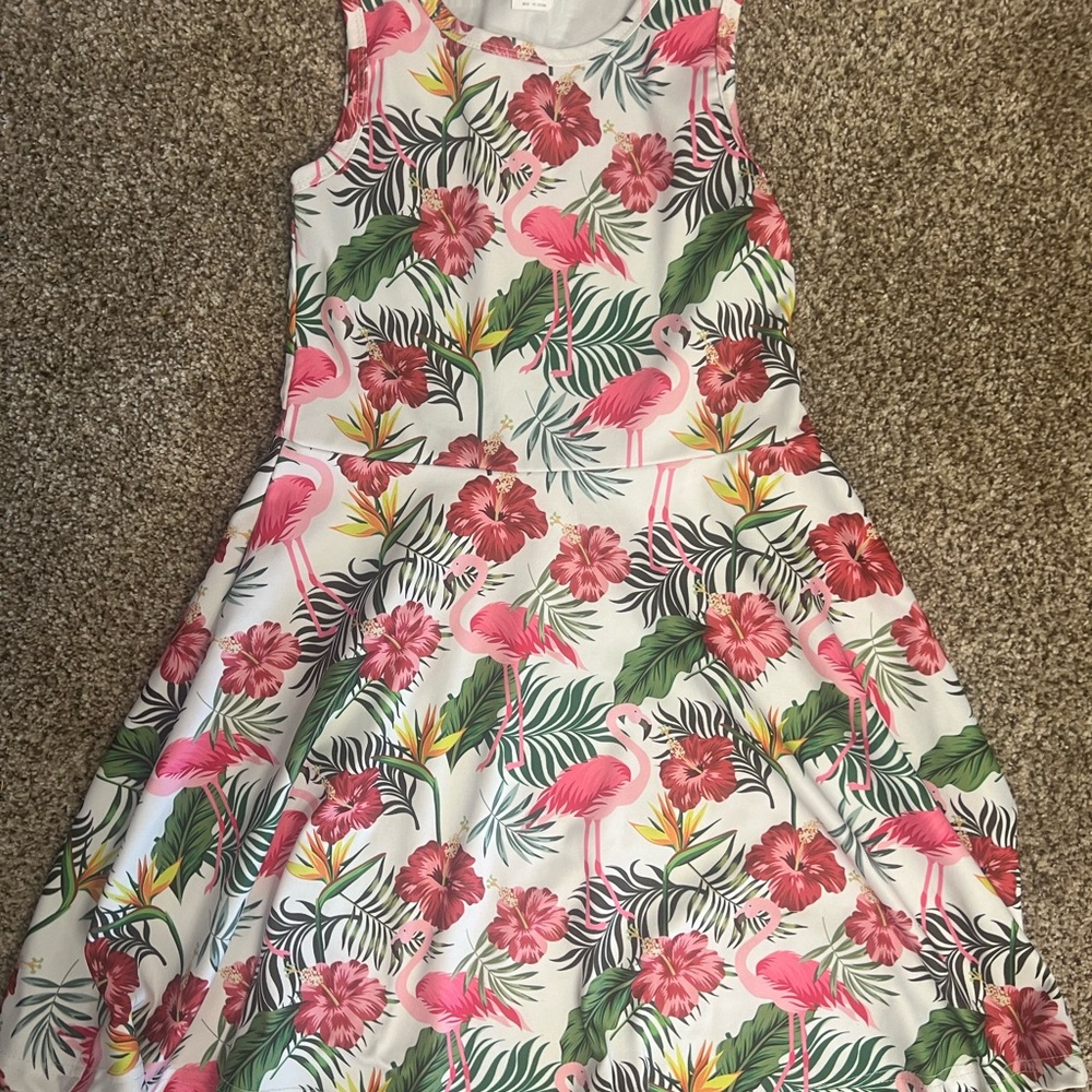 Floral Pink and Green Kids Dress